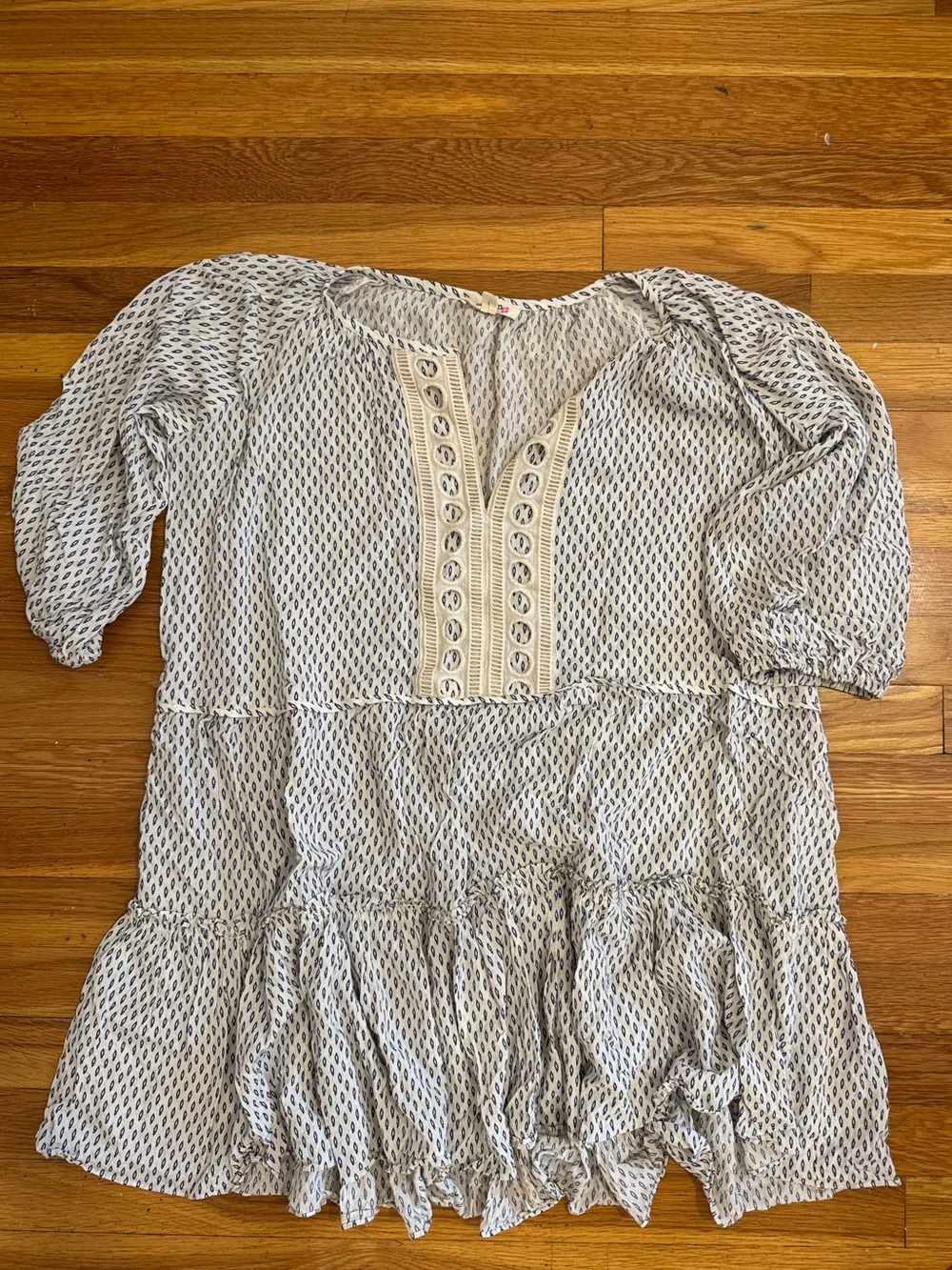 Light Blue Printed Peasant beach cover up size L